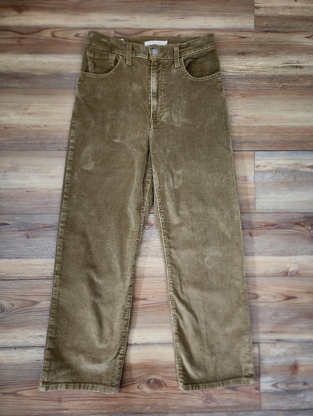 Levi's Ribcage Straight Ankle Corduroy Pants Women's 29 Brown Tan